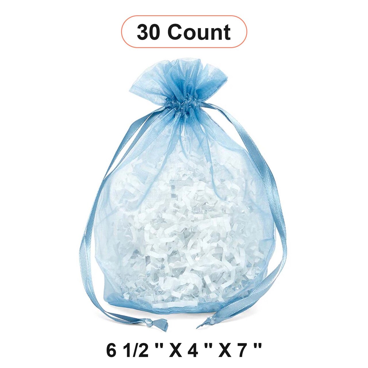 Wide Round Flat Bottom Organza Bags 6 1/2 '' X 4 '' X 7 '' for Event Favors